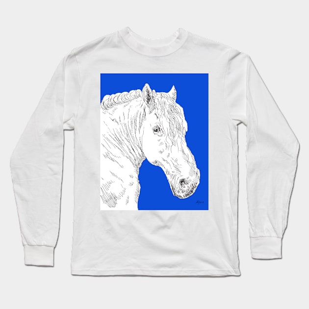 Horse blue Long Sleeve T-Shirt by NYWA-ART-PROJECT